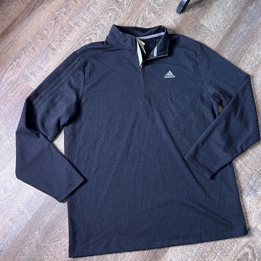 adidas Men's 3-Stripe Recycled Polyester Quarter Zip Pullover-Size Large TALL